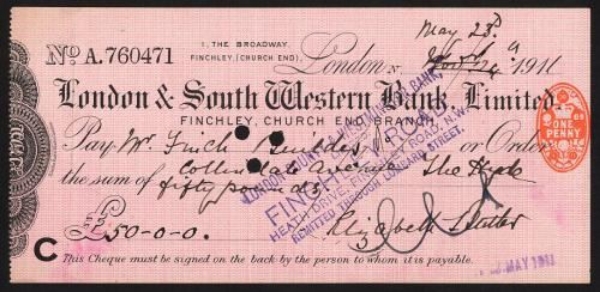 Picture of London & South Western Bank Ltd., Finchley, Church End Branch, 191(1)