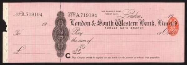 Picture of London & South Western Bank Ltd., Forest Gate, 19(08)