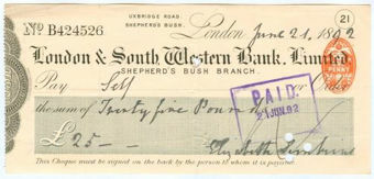 Picture of London & South Western Bank Ltd., Shepherd's Bush, 18(92)