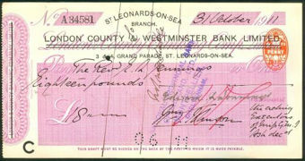 Picture of London County & Westminster Bank Ltd.,  on London & County, St. Leonards-on-Sea,19(11)