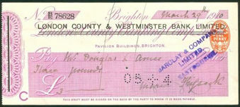 Picture of London County & Westminster Bank Ltd., ovptd on London & County Banking Co., 1910