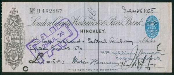 Picture of London County Westminster & Parr's Bank Ltd, Hinckley, 19(25)