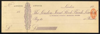 Picture of London Joint Stock Bank Ltd., 5 Princes Street, Mansion House, 18(85)