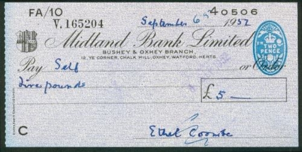 Picture of Midland Bank Ltd.,  Bushey & Oxhey Branch, 19(52), type 8