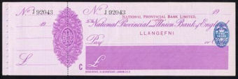 Picture of National Provincial Bank Ltd., ovptd on Nat. Prov. and Un. Bank of Eng. Ltd., Llanefni, 19(23)