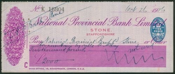 Picture of National Provincial Bank Ltd., Stone, Staffordshire,  19(26), type 14a
