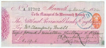 Picture of National Provincial Bank of England Ltd, Monmouth, 18(84), type 9b