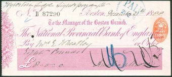 Picture of National Provincial Bank of England Ltd., Boston, 18(88), type 9a