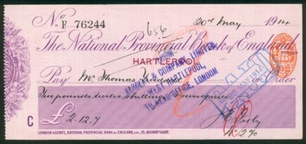 Picture of National Provincial Bank of England Ltd., Hartlepool, 19(14), type 11d