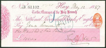 Picture of National Provincial Bank of England Ltd., Hay, 18(87), type 9b