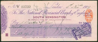 Picture of National Provincial Bank of England Ltd., London, South Kensington, 190(9), type 12a