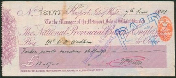 Picture of National Provincial Bank of England Ltd., Newport, Isle of Wight, 18(93), type 10a