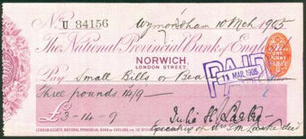 Picture of National Provincial Bank of England Ltd., Norwich, 1(903), type 11b