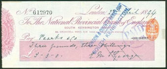 Picture of National Provincial Bank of England Ltd., South Kensington Branch, 18(94), type 9c