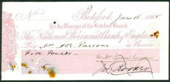 Picture of National Provincial Bank of England, Bideford, 186(8), type 5c