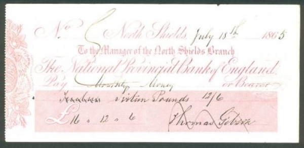 Picture of National Provincial Bank of England, North Shields, 186(5), type 5c
