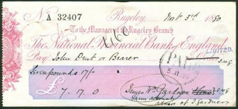 Picture of National Provincial Bank of England, Rugeley, 18(80), type 8b