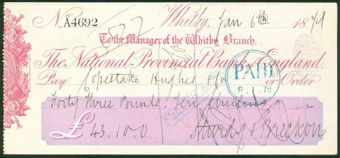Picture of National Provincial Bank of England, Whitby, 18(79), type 8a