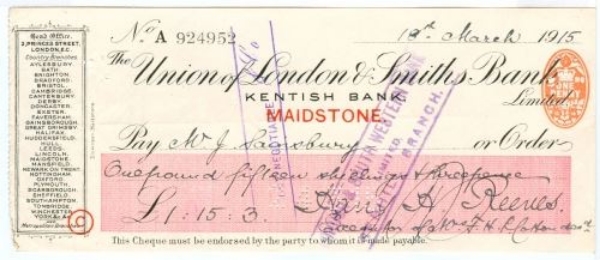Picture of Union of London & Smiths Bank Limited, Maidstone, Kentish Bank, 19(15)