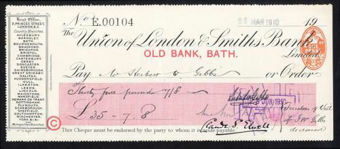 Picture of Union of London & Smiths Bank Ltd., Old Bank, Bath, 19(10)