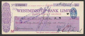 Picture of Westminster Bank Ltd., Baker Street, London, 19(30), type 2a