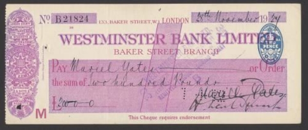 Picture of Westminster Bank Ltd., Baker Street, London, 19(30), type 2a