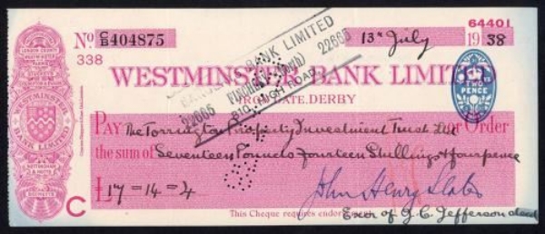 Picture of Westminster Bank Ltd., Derby, Iron Gate, 19(38), type 3a