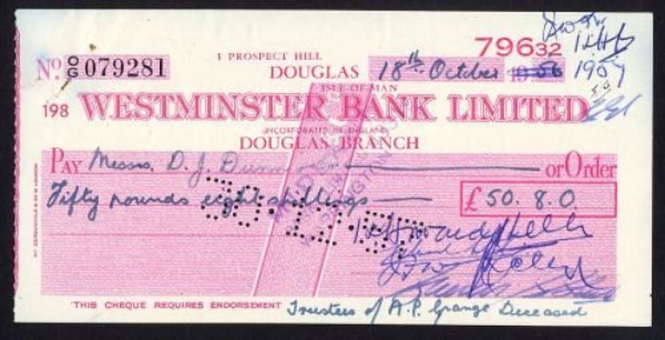 Picture of Westminster Bank Ltd., Douglas, 19(57), type 12c