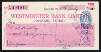 Picture of Westminster Bank Ltd., Lombard Street, 19(45), type 8a