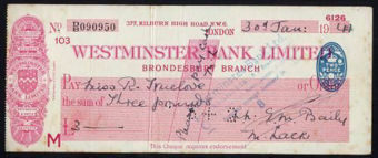 Picture of Westminster Bank Ltd., London, Brondesbury, 19(41), type 3c