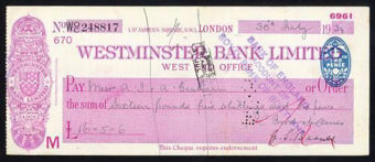 Picture of Westminster Bank Ltd., London, West End Office, 19(38), type 3a