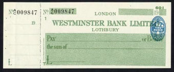 Picture of Westminster Bank Ltd., Lothbury, 19(45), type 8a