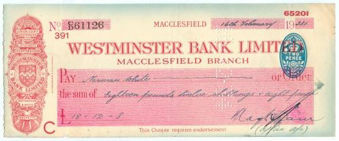 Picture of Westminster Bank Ltd., Macclesfield, 19(34), type 3b