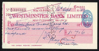 Picture of Westminster Bank Ltd., Macclesfield, 19(49), type 11c