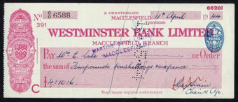 Picture of Westminster Bank Ltd., Macclesfield, 2 Chestergate, 19(44), type 3b