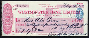 Picture of Westminster Bank Ltd., Northwich, The Bull Ring, 19(41), type 3b