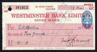 Picture of Westminster Bank Ltd., Oxford, 19(45), type 8d
