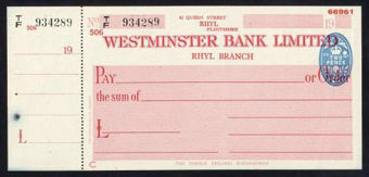 Picture of Westminster Bank Ltd., Rhyl, 19(47), type 8d