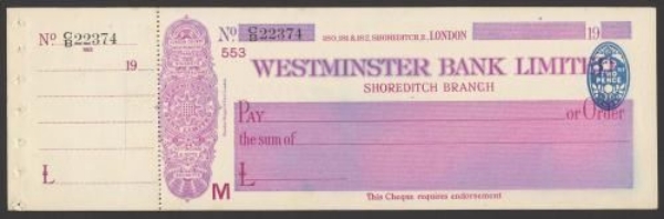 Picture of Westminster Bank Ltd., Shoreditch, 19(28), type 2a
