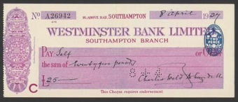 Picture of Westminster Bank Ltd., Southampton, 19(27), type 2a