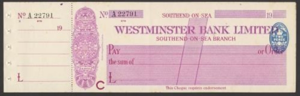 Picture of Westminster Bank Ltd., Southend-on-Sea, 19(25), type 2a
