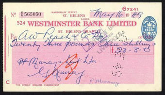 Picture of Westminster Bank Ltd., St. Helens, 19(49), type 11c
