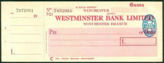 Picture of Westminster Bank Ltd., Winchester, 19(50), type 9