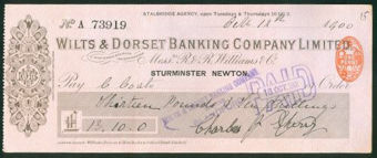 Picture of Wilts & Dorset Banking Company Ltd., inc R & R Williams & Co, Sturminster Newton, 1900