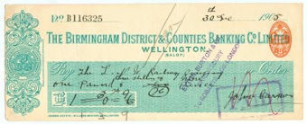Picture of Birmingham District & Counties Banking Co. Ltd., Wellington (Salop), 190(5)