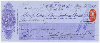 Picture of Metropolitan & Birmingham Bank Limited, 11 Cornmarket St. Oxford, 18(91)