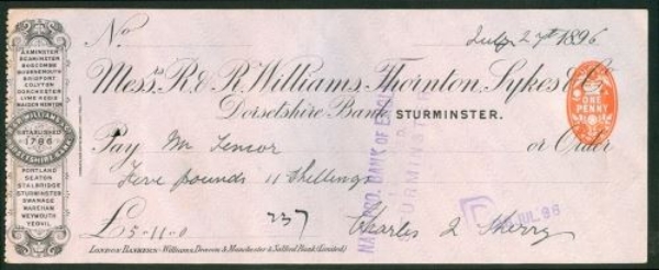 Picture of R & R Williams, Thornton, Sykes & Co., Dorsetshire Bank, Sturminster, 189(2)
