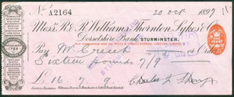 Picture of R & R Williams, Thornton, Sykes & Co., Dorsetshire Bank, Sturminster, 189(7)