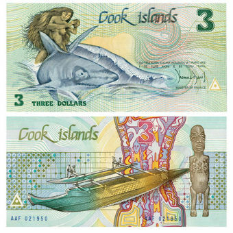 Picture of Cook Islands, 3 dollars, nd (1987) (P3) UNC