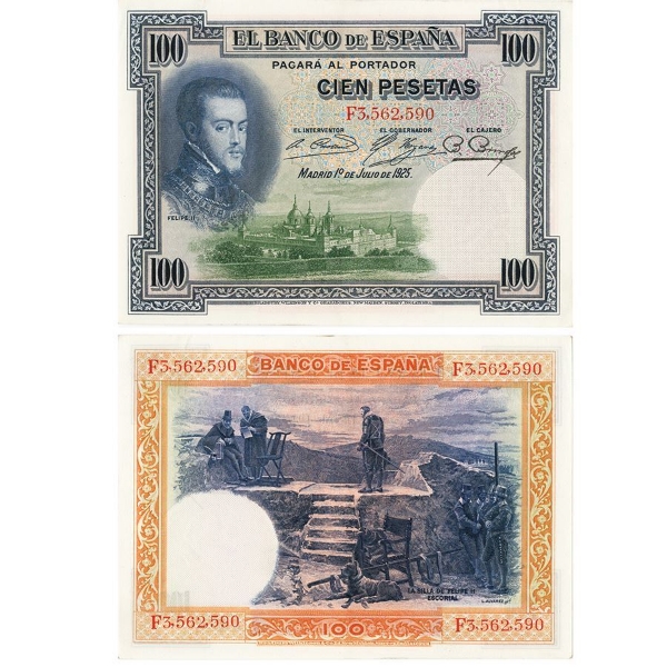 Picture of Spain, 100 Pesetas, 1925 (P69) VF